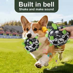 World Cup Dog Toy Ball, Durable Outdoor Football Toy, Wear-Resistant Teeth Bite Resistant, Stress Relief Bell Ball for Dogs