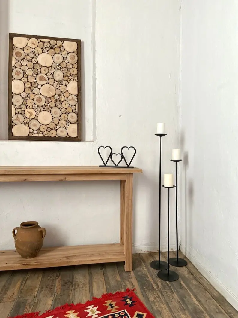 Wrought Iron Tall Floor Candle Holder Set of 3 - Large, Medium & Small Candle Holders, Height 102 cm (40 inches), Width 15 cm (6 inches)