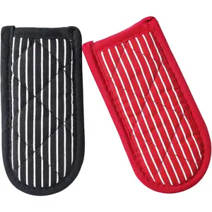 2 PCS Striped Heat Resistant Pot Handle Covers for Cast Iron Skillet Machine Washable Handle Mitts Pot Holders for Kitchen