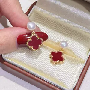 SR Pearl Freshwater Red Clove Pearl Earring Must Have Best Selling Perfect for Everyday Use Eye-Catching Unforgetable Earring Stud Earring Women Gift