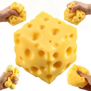 Jumbo Cheese Cube Squeeze Ball, Soft Slow Rising Squishy Fidget Toy, Satisfying Stress Relief Sensory Toy, Cute Cheese Shape Desk Toy for Kids 12+ & Adult