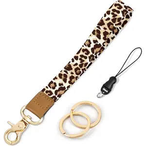 Wristlet , Cute Wrist Lanyards for  Wrist  Strap for Women Wallet, Phone, ID Badges, Leopard
