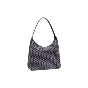 GOYARD Bohème Hobo Bag with Y-Monogram Print, Leather Handles, and Canvas-Cowhide Blend for Women in Navy Blue
