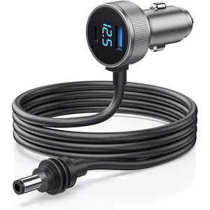 Mini Cable, 3-in-1 Starlink Mini Car Charger DC Power Cable + Digital Display Cigarette Lighter Adapter 12V-48V, Durable USB C PD 40W and USB A 35W Ports for Trucks and Cars (6.5 Feet)