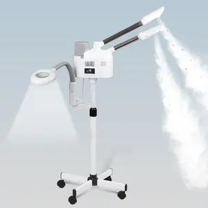 Zeny 3-in-1 Hot/Cold Mist Pro Facial Steamer with 5X Magnifying Lamp Adjustable 360° Rotatable Nozzle for Face Cleaning Home Beauty Spa Salon Skin Care - White