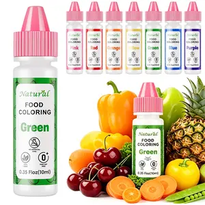 7 Natural Plant-Based Liquid 0.35 Fl oz 10ml per Bottle Food Coloring Kit Vibrant Colors for Cake Easter Egg Frosting Slime Cookies Baking