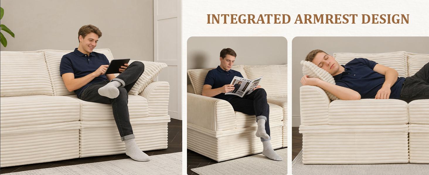 【2 Packages Shipping】NABUMI 71" Small Modular Sectional Sofa with Storage, Extra Deep&High Seat Corduroy Cloud Couch, 2 Seater Loveseat Sofa with Ottomans, Comfy Fluffy, Free Combination, Tool-Free Assembly, Black, Beige, Dark Gray, Green 【2 Packages Shipping】NABUMI 71" Small Modular Sectional Sofa with Storage, Extra Deep&High Seat Corduroy Cloud Couch, 2 Seater Loveseat Sofa with Ottomans, Comfy Fluffy, Free Combination, Tool-Free Assembly, Black, Beige, Dark Gray, Green