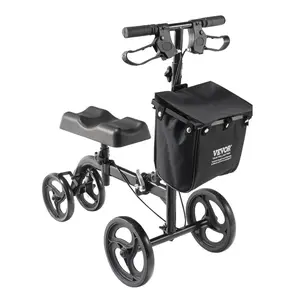 VEVOR Folding Knee Scooter, Aluminum Steerable Knee Walker with Height - Adjustable Handlebar Knee Pad, 12 All - Terrain Wheels, Dual Brakes, Leg Recovery Scooter for Broken Ankle Foot Injuries, 350LBSVEVOR Super Brand Day