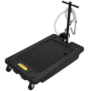 GARVEE 17 Gallon Oil Drain Pan with Hand Pump and 8 Ft Hose, Low Profile Design with T Folding Handle, Ideal Oil Drain Cart for Trucks, Cars, and SUVs