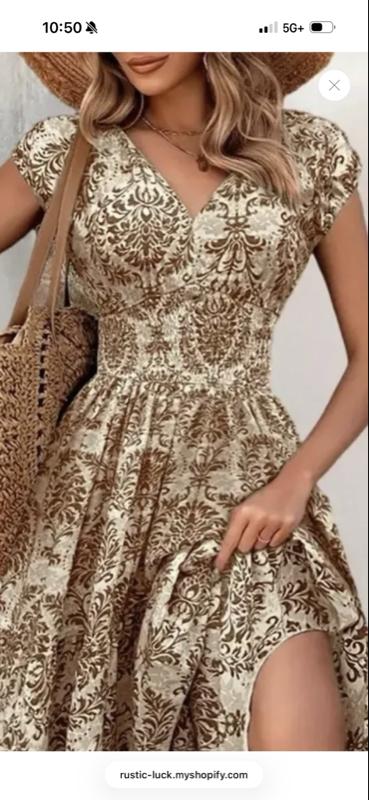 Printed Cap Sleeve Maxi Dress