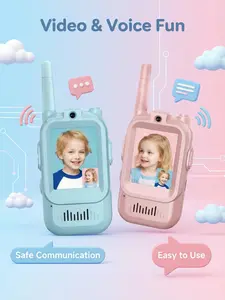 2 Pack Video Walkie-Talkie for Kids Xmas Gift Interactive Video Walkie-Talkies for Family Games Camping Hiking Boys Girls Ages 3-12 Rechargeable Handheld Intercom Toys Perfect for Christmas Birthday New Year Gift