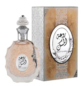 Lattafa Rouat Al Musk Eau de Parfum 100mL 3.4oz Elegant Long Lasting Musk Fragrance with Citrus Floral Notes for Men Women Flower Spray Perfume