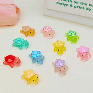 20pcs Random Color 2.1cm Glowing Turtle Mini Sea Turtle Decorations, DIY Handmade Micro Landscape Desktop Car Hanging Ornaments, Home Ornaments