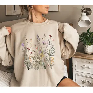 Pressed Flowers Sweatshirt, Wildflowers Cottagecore Sweater, Vintage Botanical Sweater, Pastel Floral Nature Sweatshirt, Garden Lover Crewneck