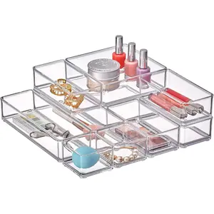 - QuickSort - Stackable Organizers (10-Piece Set) for and Desk Drawer, Perfect Solution for Beauty, Office Supplies, Decorative Items, and More