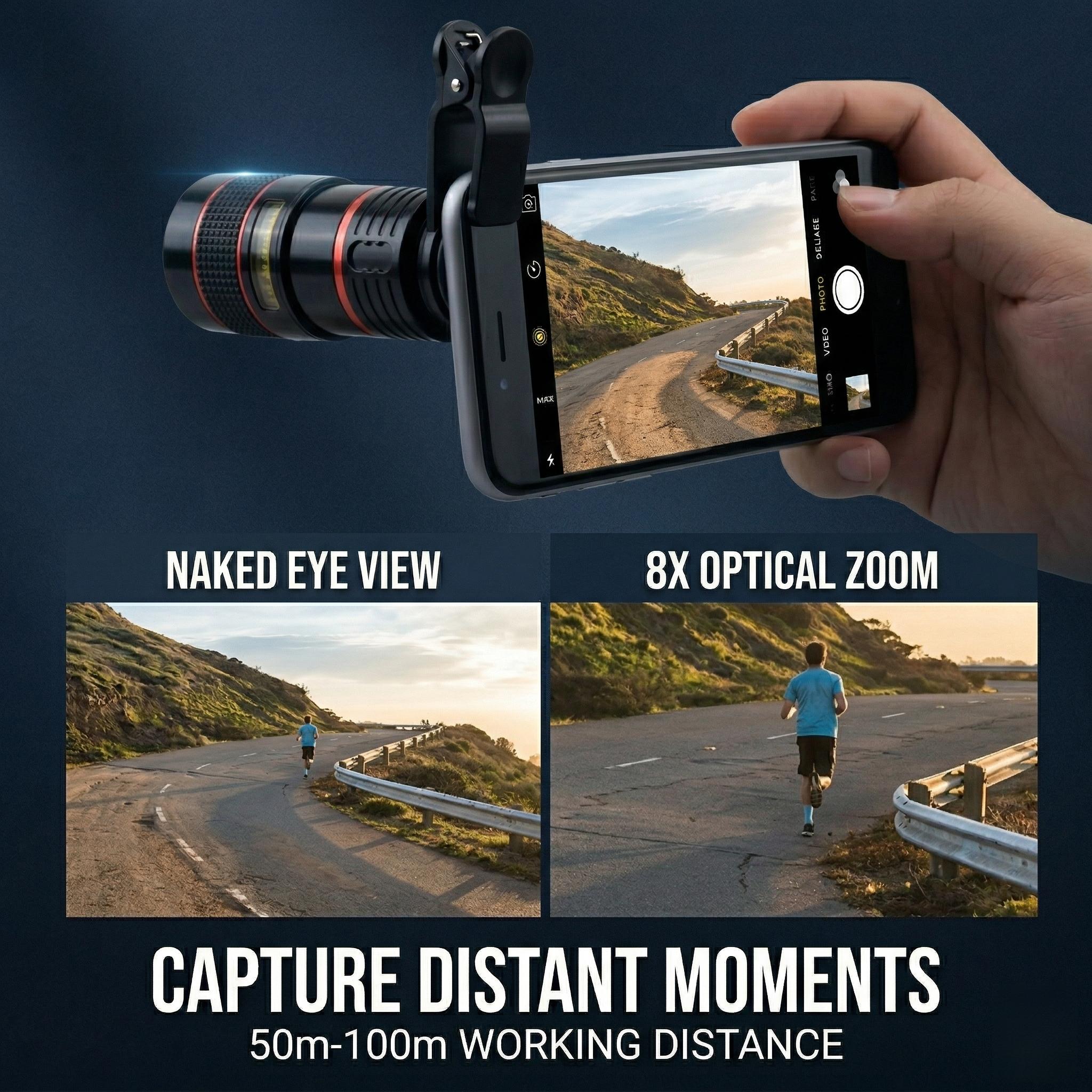 HD 8X Clip on Optical Zoom Telescope Camera Lens for Universal Mobile Cell Phone