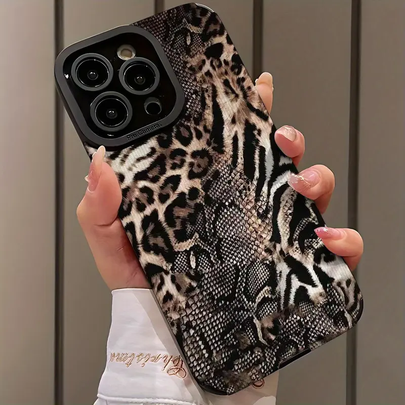 Fashion Leopard Print Phone Case, Shockproof Phone Protective Cover, Phone Accessory Compatible with iPhone 16 15 14 13 12 11 Plus Pro Max, Casing, Shockproof Protector, Decorative Smartphone Protector, Durable Smartphone Cover