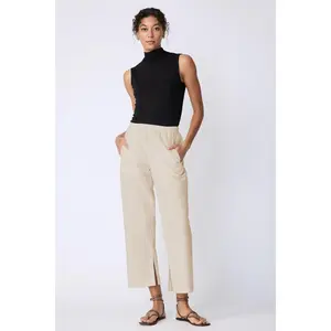 Split Hem Capri Sand