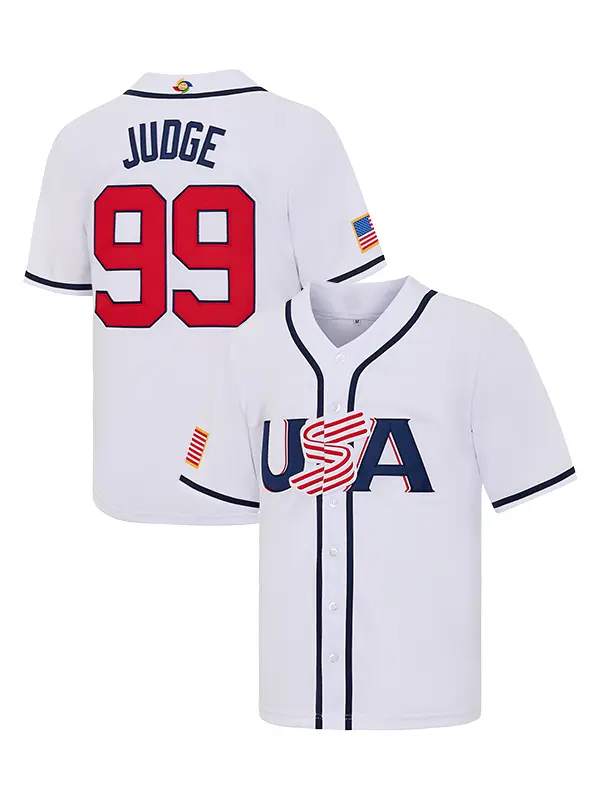 Men’s USA Aaron Judge #99 Baseball Jersey, exquisite fully embroidered jersey, WBC World Classic national team fan apparel, casual sports shirt for game day