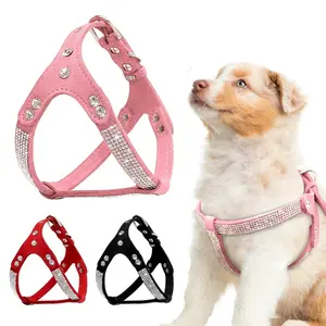 Adorable Pink Suede Leather Pet Cat Harness