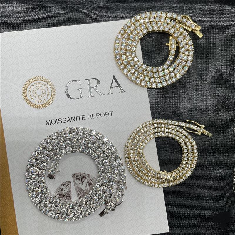 [Big Factory] DJMAX 2-6.5mm Moissanite Tennis Chain For Women Original 925 Sterling Silver Men's Moissanite Bracelets Hip Hop