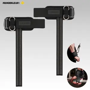 MANUEKLEAR Non-Slip Wrist Straps for Weightlifting Deadlifting, Gym Lifting Straps with D Rings for Cable Machine Workout, 10mm Neoprene Padded Weight lifting Wrist Wraps for Men Women