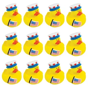 2" Patriotic Top Hat with Stars & Stripes Rubber Ducks - 12 Pc.