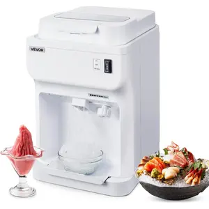 VEVOR Commercial Ice Shaver Crusher, 220lbs Per Hour Electric Snow Cone Maker with 8L Ice Cube Box, 350W 1500RPM Tabletop Shaved Ice Machine for Parties Events Bar, Home and Commercial Use (White)