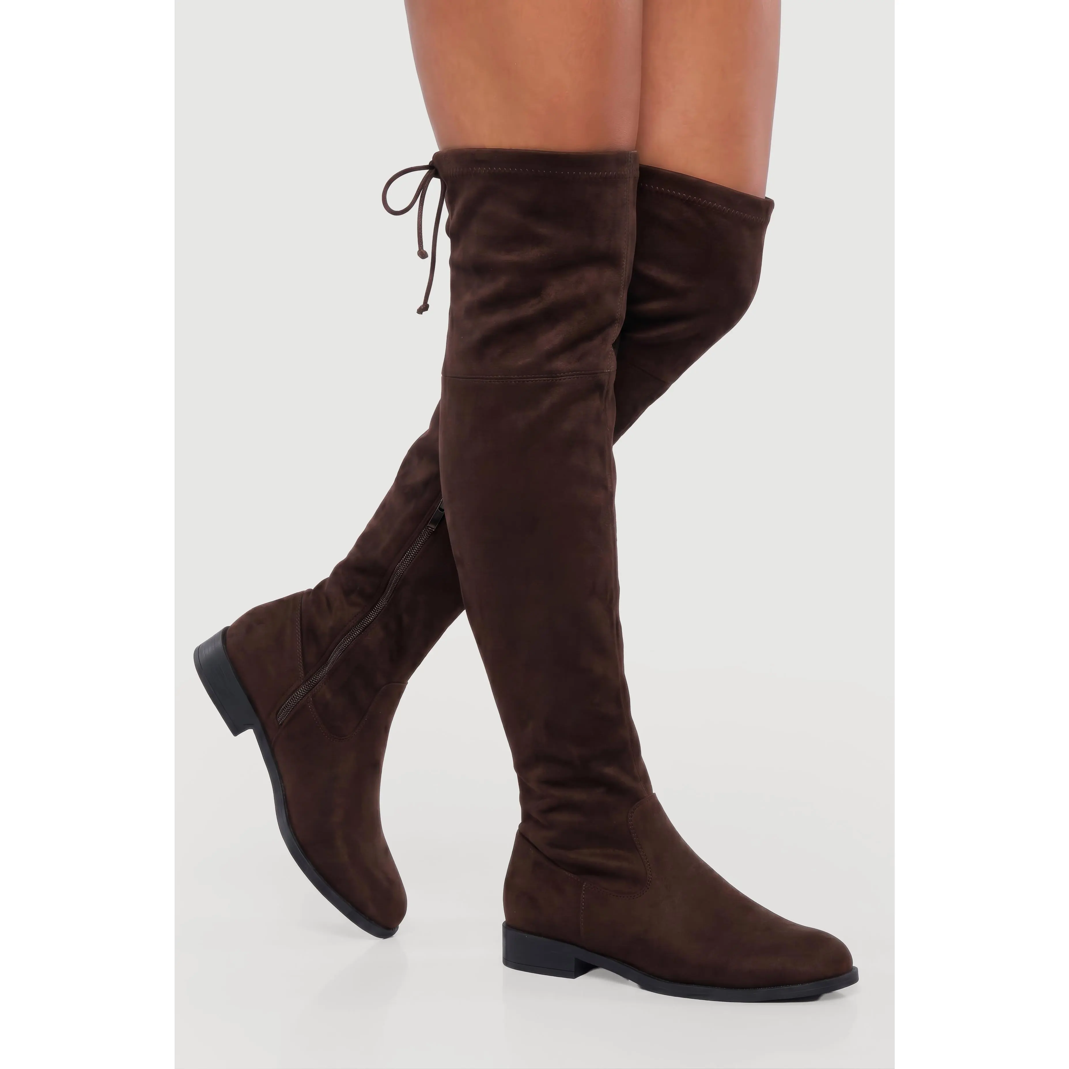Round Toe Side Zip Over The Knee Boots