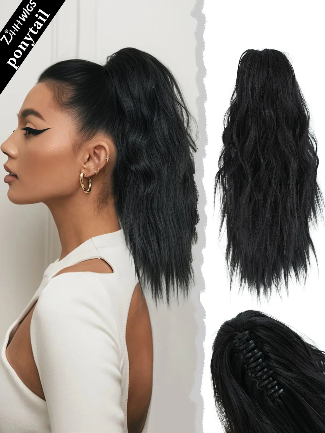 High-Quality Medium Length Wavy Ponytail Extension, 18 Inch Clip-In Hairpiece, Clip On Hairpieces, Soft Heat Resistant Heat Friendly Synthetic Fiber, Daily Use for Women, Fake Hair, Synthetic Hair Pieces