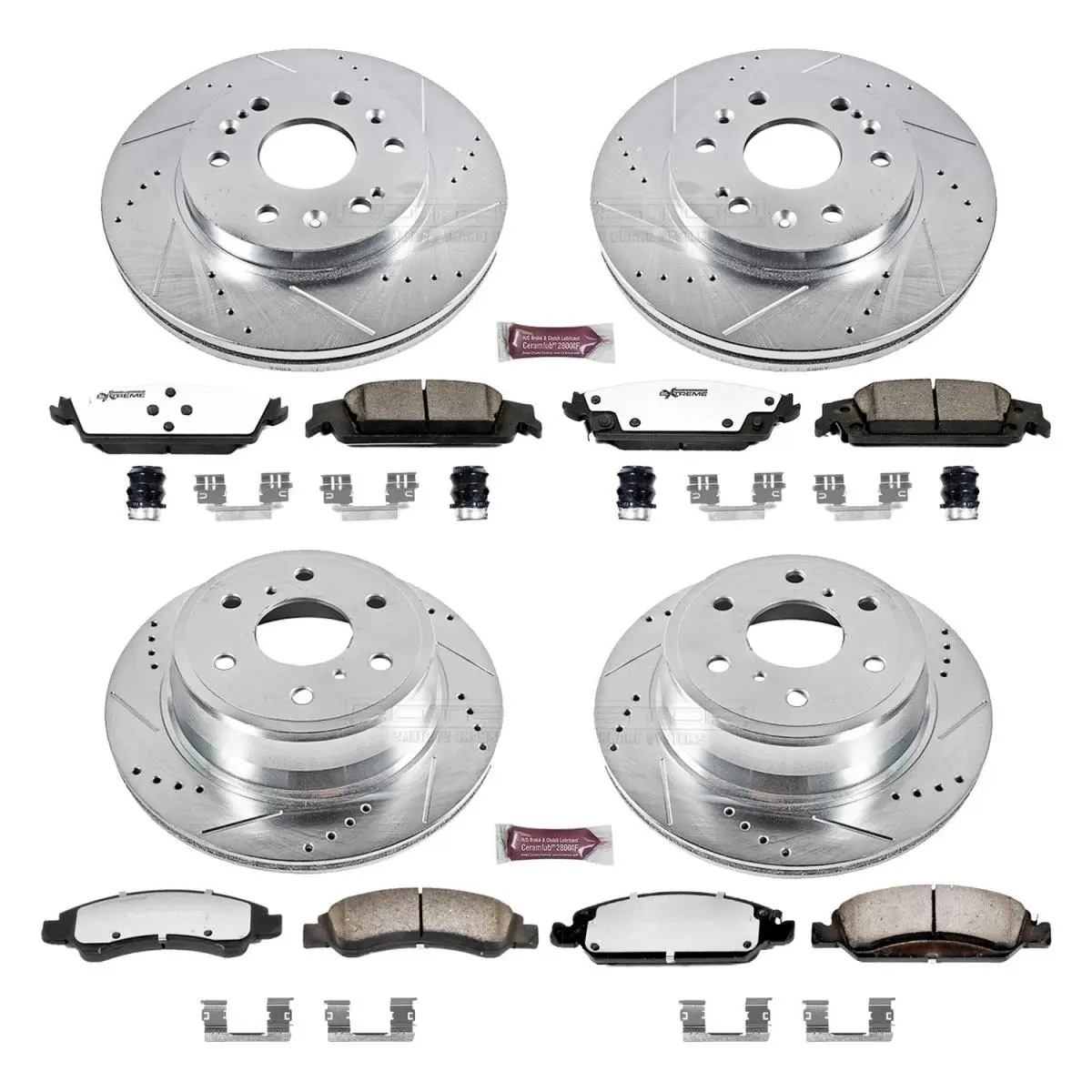 Powerstop K656036 Truck & Tow Front & Rear Brake Kit for 2015-2020 Cadillac Escalade, Towing Equipment, Drilled Slots, Highfriction, Precisionmachined
