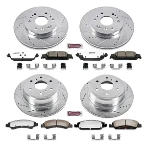 Powerstop K656036 Truck & Tow Front & Rear Brake Kit for 2015-2020 Cadillac Escalade, Towing Equipment, Drilled Slots, Highfriction, Precisionmachined