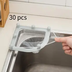 1 Set 30-Pack Triangular Drain Rack With Disposable Filter Nets - Corner Sink Strainer Basket For Bathroom Accessories, Bathroom Tools