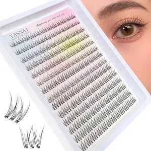 Lash Clusters Natural Look Wispy C Curvature Lash Extensions, Natural Lash Clusters Clear Band 8-12MM 168pcs DIY Eyelash Extension, Yasnai Individual Eyelash Clusters DIY at Home