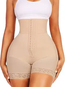 CZXMY Strapless Fajas Colombianas for Women Tummy Control Body Shaper Shorts with Butt Lifter & Zipper Crotch High Waist Lace Trim
