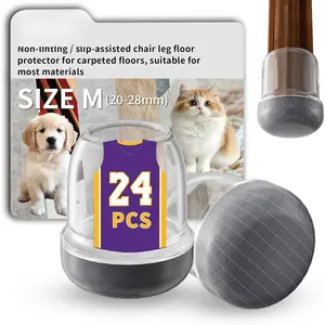 24 count  Chair  Floor Protectors,Hair and dust Resistant Round Chair  Caps for Tilt Chair ,Carpet Hardwood Floor Protectors with Gray Nylon Graphene Cloth Pads