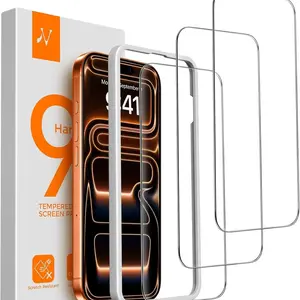 3 Pack Screen Protector for iPhone 17 Pro Max，16 Plus，15/14/13/12/11，[9H+ Tempered Glass] [Easy Installation Frame][Military-Grade Drop Protection] HD Clear, Transparent, Anti-Scratch, Bubble Free Accessories