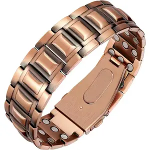Men's copper bracelet, with a strength three times that of regular products, is made of high-quality copper and features a powerful 3800 gauss magnet. It is mainly used for magnetic therapy and fatigue relief. It is an ideal jewelry gift for men.