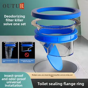 Universal Toilet Flange Seal Ring Anti Leak Odor Proof Extended Bottom Check Valve Complete Set for Toilet Bowl Installation