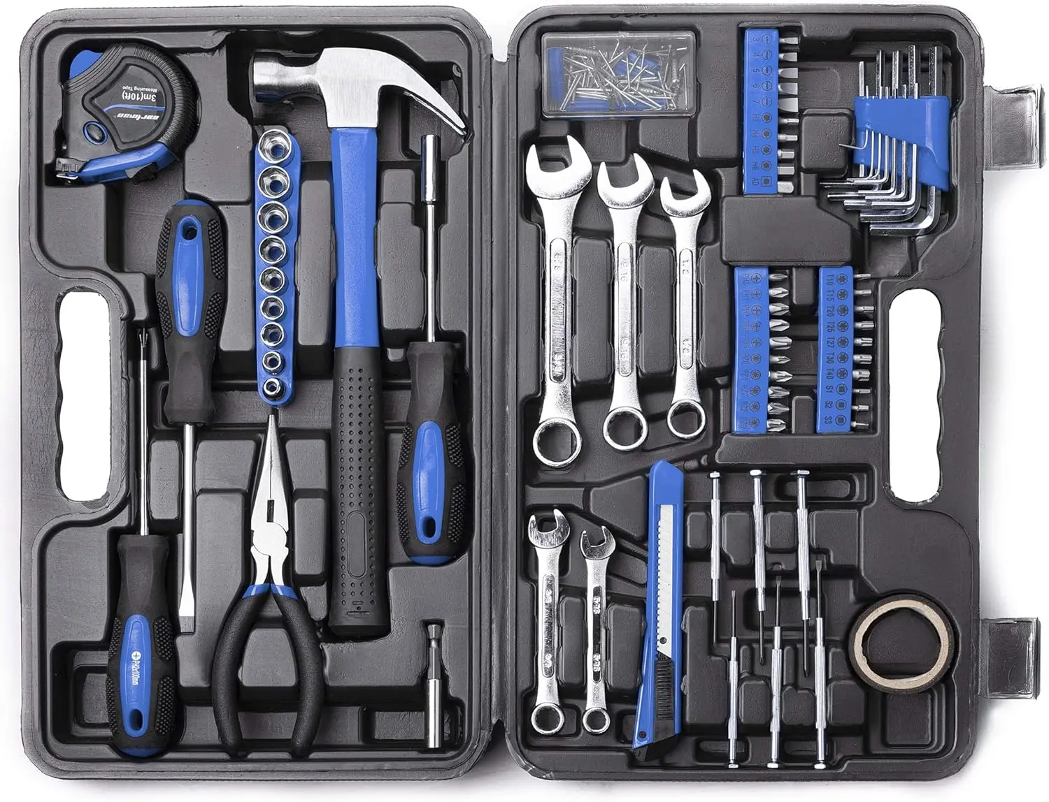 148 count Tool Set General Household Hand Tool Kit with Plastic Toolbox Storage Case Blue