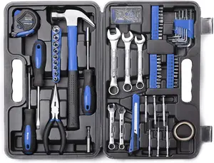 148 count Tool Set General Household Hand Tool Kit with Plastic Toolbox Storage Case Blue