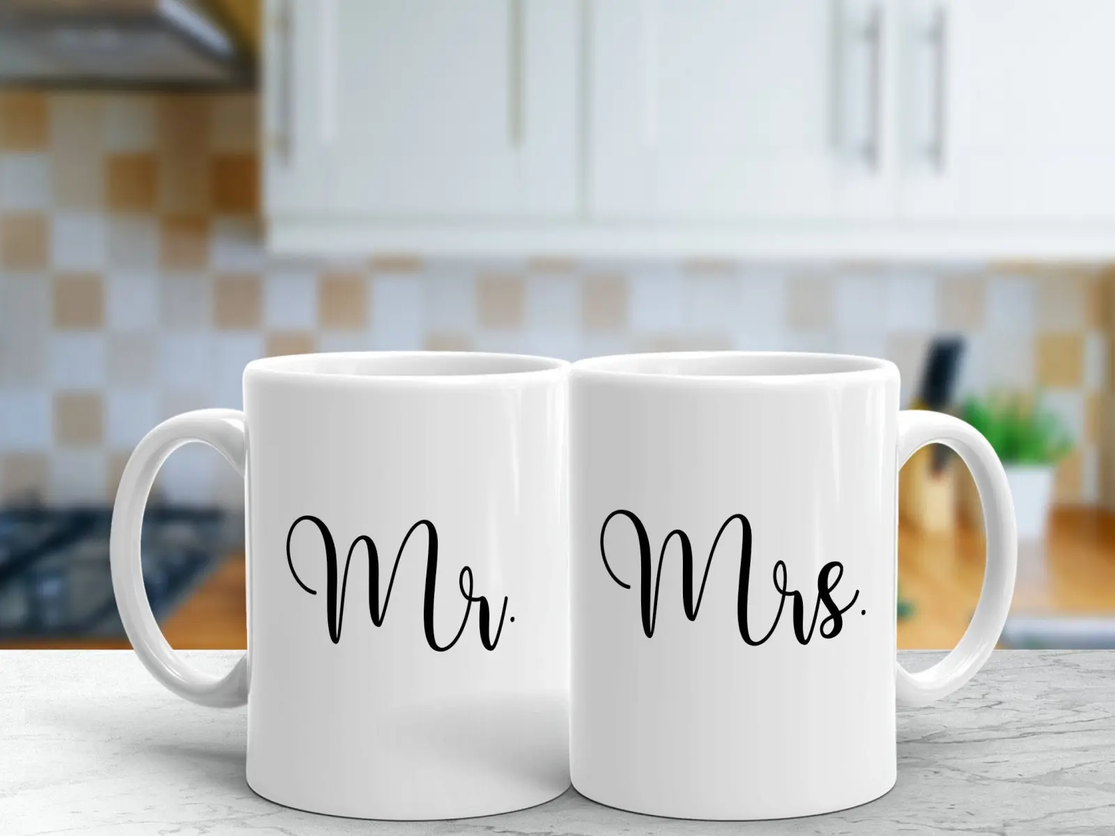 Mr and Mrs Matching Mug Set | Set of 2 His and Hers Ceramic Coffee Mugs | Gifts for Newlyweds | Newlywed Gifts for Couples | Husband Wife
