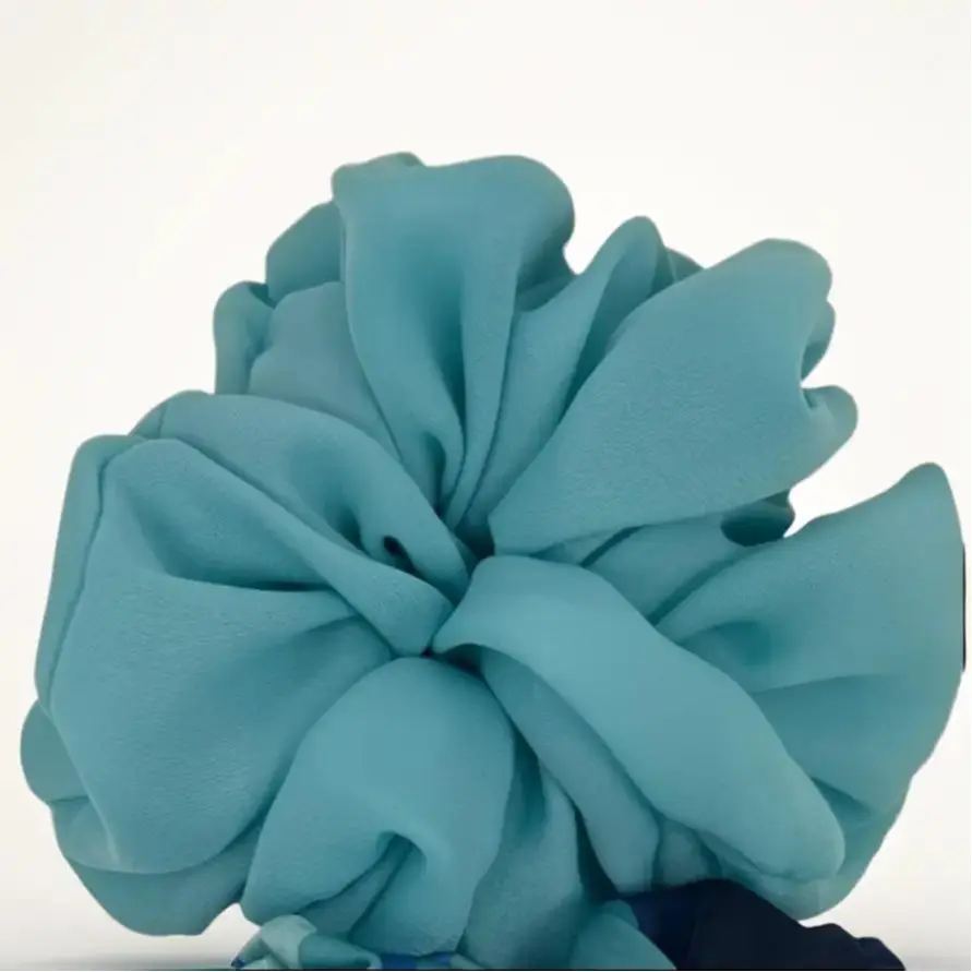Chiffon scrunchies Hair tie BLUE scrunchies| Wedding XXL scrunchy Jumbo size Hair band Big hair Ribbed Chiffon Oversized scrunchy