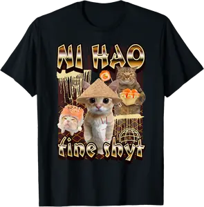 ni hao fine shyt funny brainrot gen z meme T-Shirt - Luciaodrioz Shop 37B0DYW3FGVN