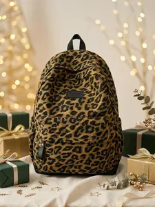 Classic Leopard Print Backpack, Large Capacity Student Bag, Casual Commute Backpack, Available in Different Sizes