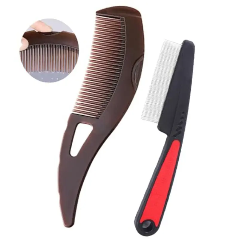 2Pcs Dandruff Remover Comb Fine Tooth Scalp Detox Comb Lice for Women, Men & Kids Stainless Steel Scalp Detoxing, Sweep & Massage Hair Brush Tool for Hair Care Grooming Comb Detangling Brush Hair Tools
