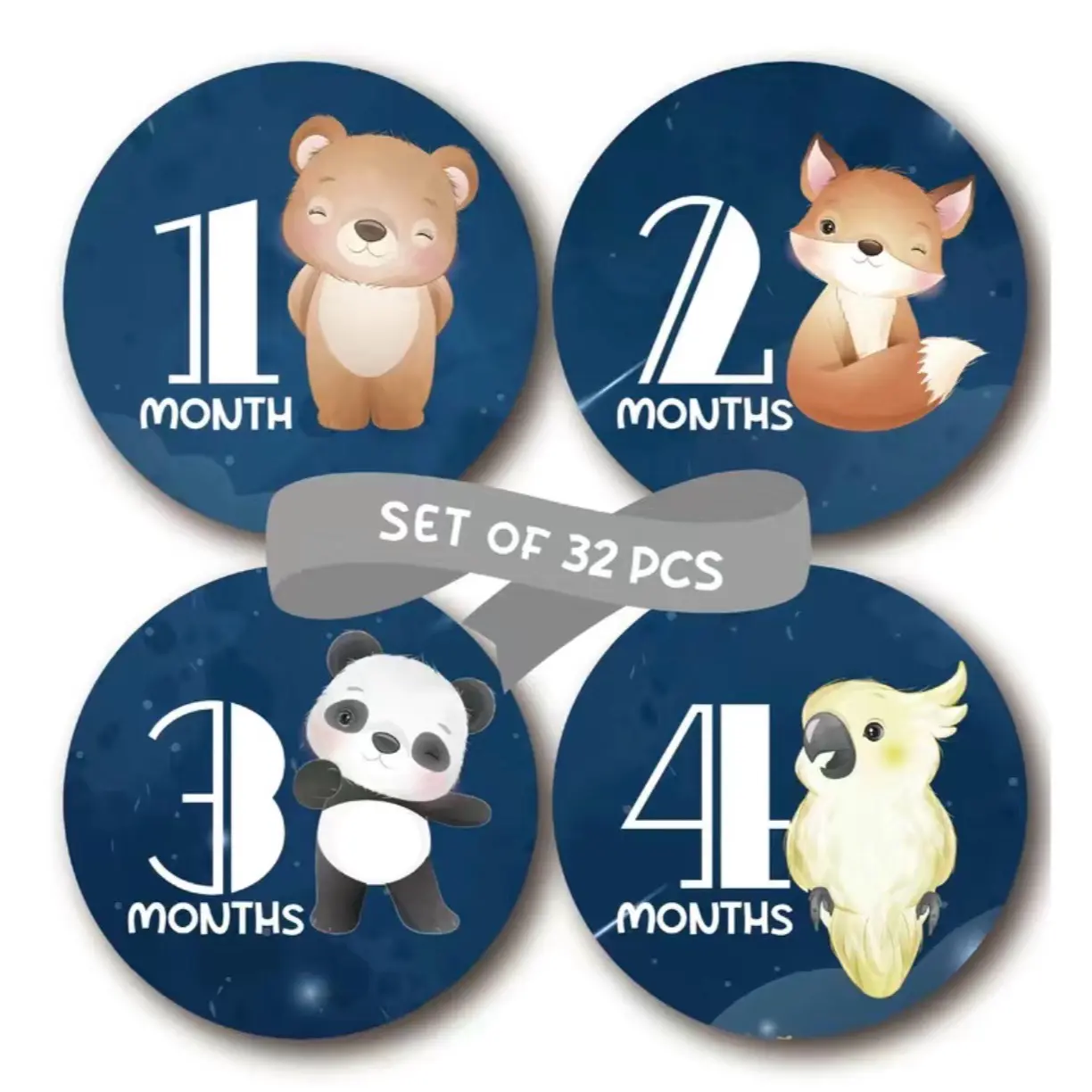 32 Pack Baby Milestone Stickers for Monthly Growth Tracker