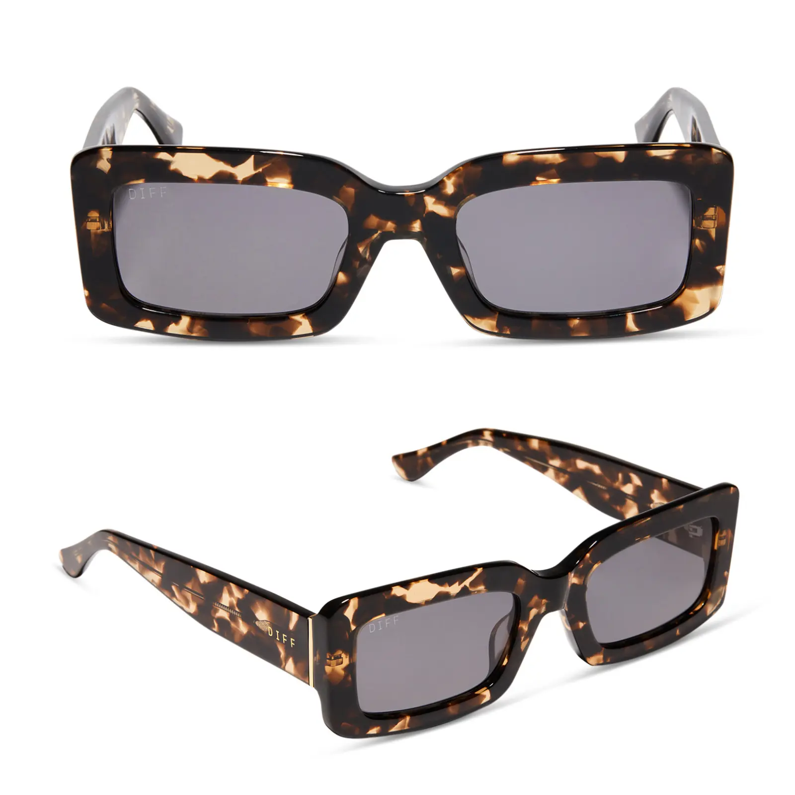 DIFF Indy Designer Low profile Rectangle Sunglasses for Women DIFF Indy Designer Low profile Rectangle Sunglasses for Women