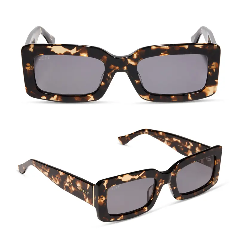 DIFF Indy Designer Low profile Rectangle Sunglasses for Women