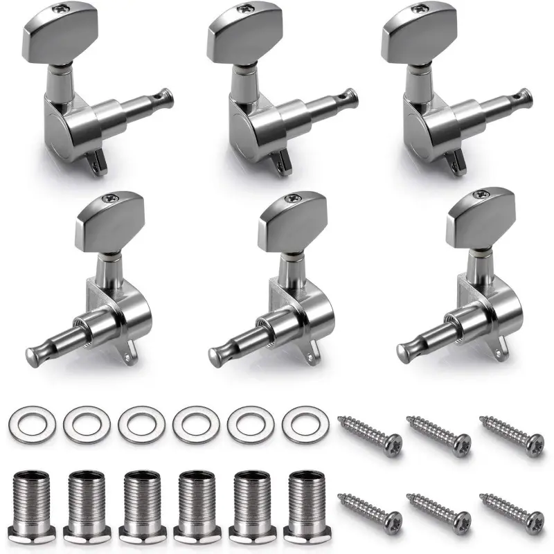 6 Pieces Guitar Machine Heads Knobs Guitar String Tuning Pegs Machine Head Tuners for Electric or Acoustic Guitar (3 Left + 3 Right)- Home Improvement